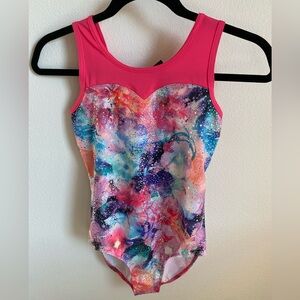 Colorful Galaxy Print Kids Leotard